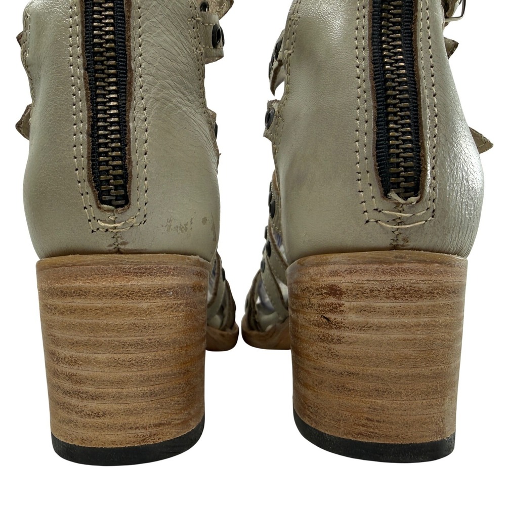 Freebird Casandra Gladiator Grommet Sandal Size 7 Ice Block Heel Strappy Leather - Picture 4 of 12